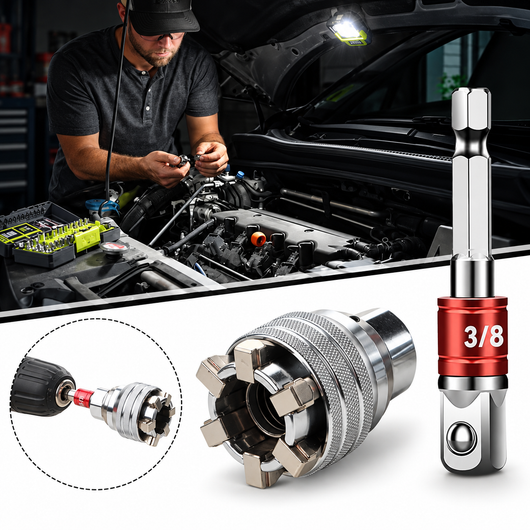 Universal socket wrench used in an engine bay